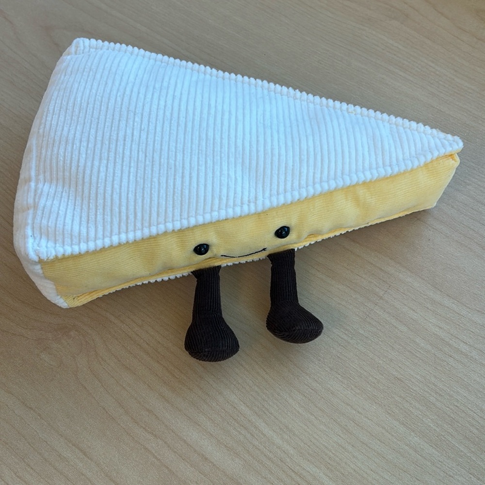 Jellycat Cheese Wedge Stuffed Toy - White and Yellow